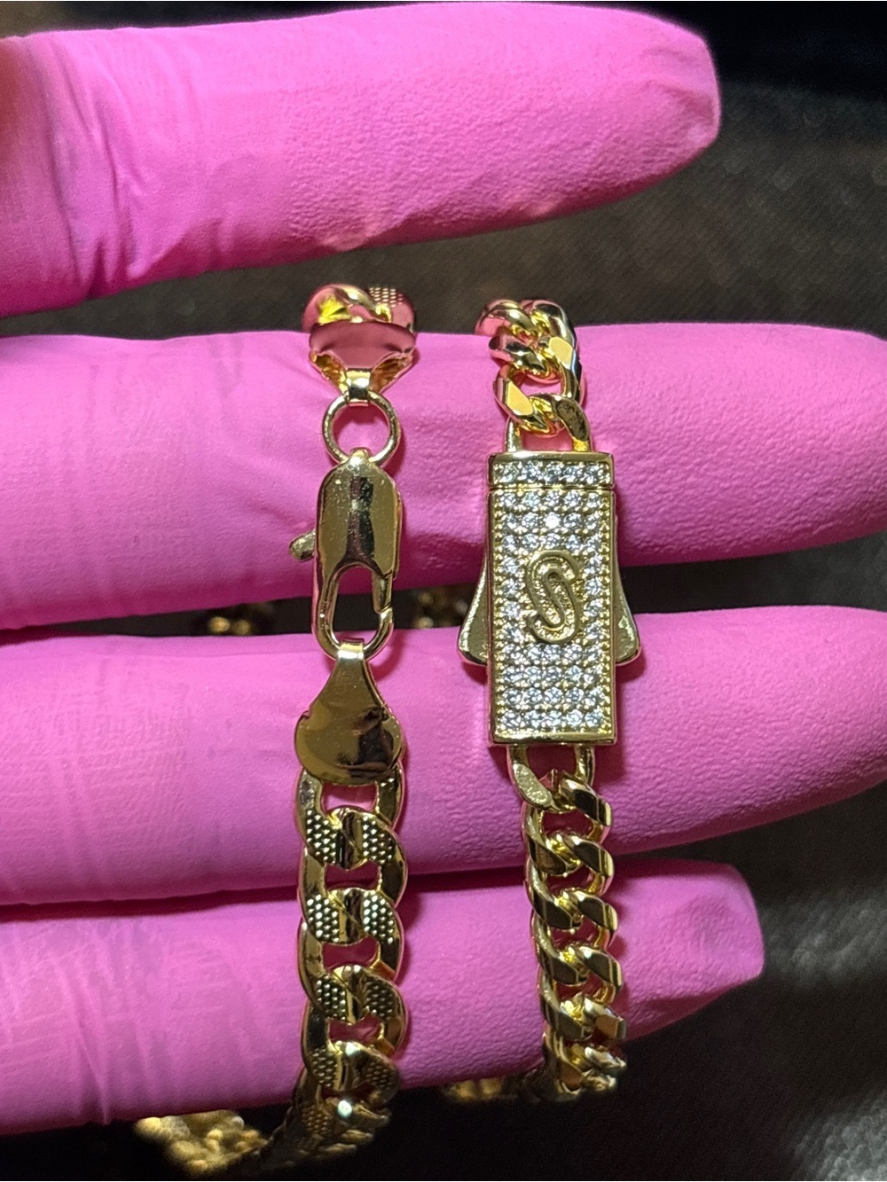 Pretty Bird Yellow Gold Cuban Link & Cuban Clover Link Bracelet - Picture 7 of 9